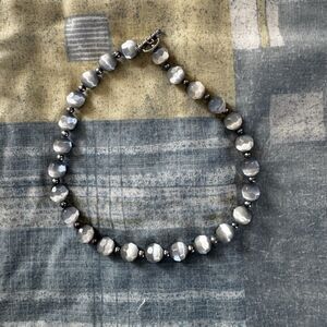 Metallic Gray/Silver Ball Toggle Style Multifaceted Beaded Necklace